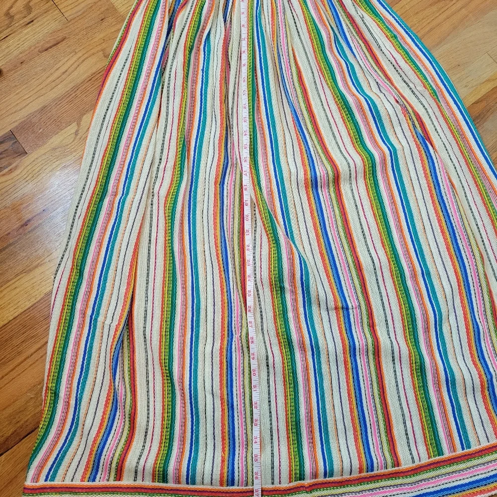 Vintage 1970s Hand Sewn Striped Long Maxi Skirt Surfer Girl Bohemian - Picture 10 of 13